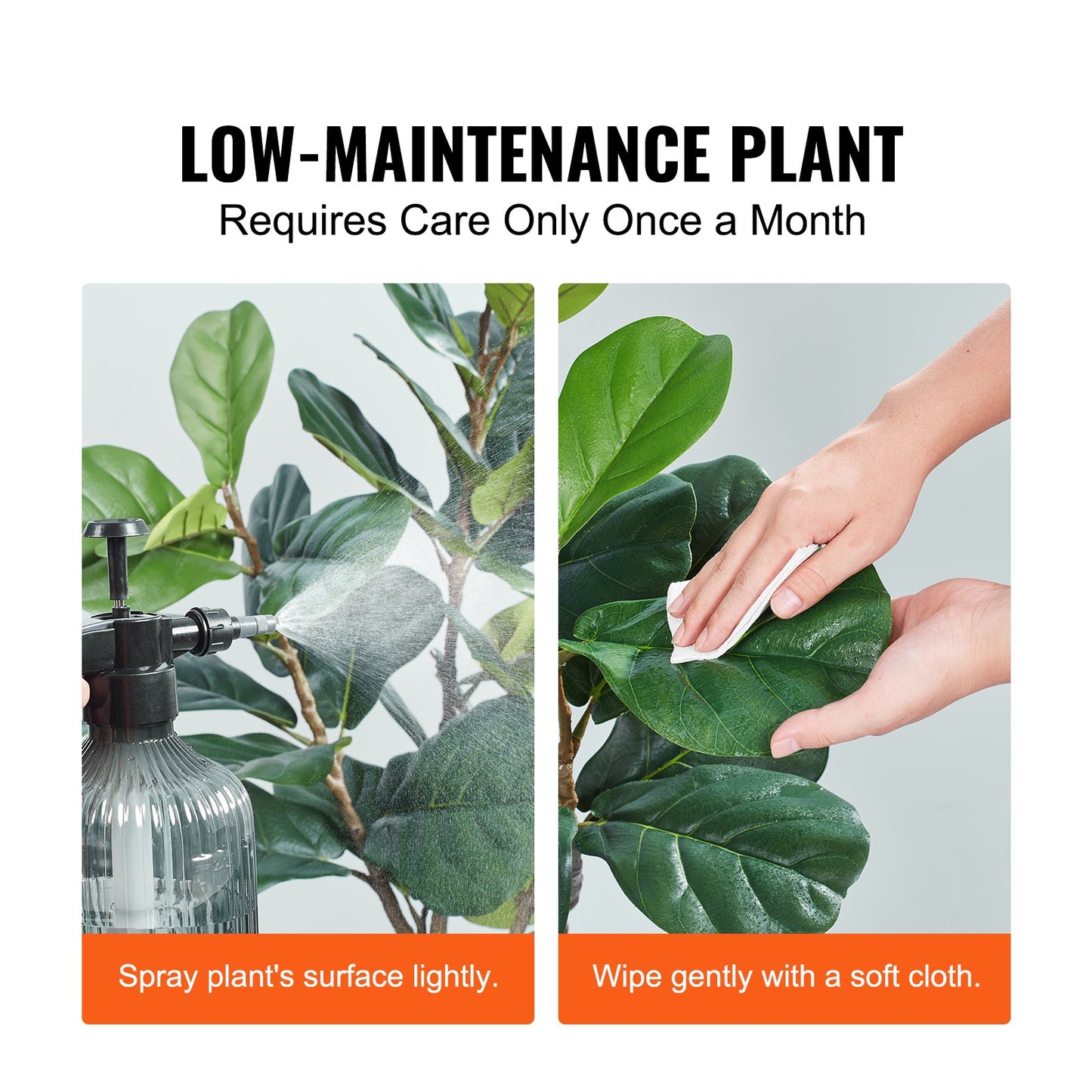 VEVOR Artificial Fiddle Leaf Fig Tree, 12.7cm, Secure PE Material & Anti-Tip Tilt