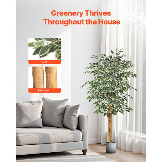 150cm Artificial Ficus Tree Tall Faux Plant with Pot for Indoor Decor