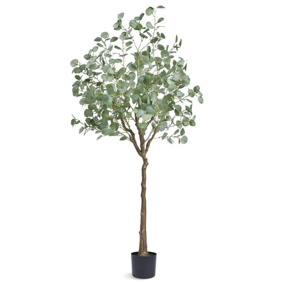 Tall Faux Eucalyptus Tree, 1.8m Lifelike Plant with Secure Base for Indoor/Outdoor Decor