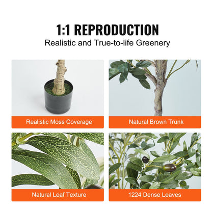 Lifelike 1.52m Artificial Olive Tree with Secure Base for Indoor/Outdoor Decor