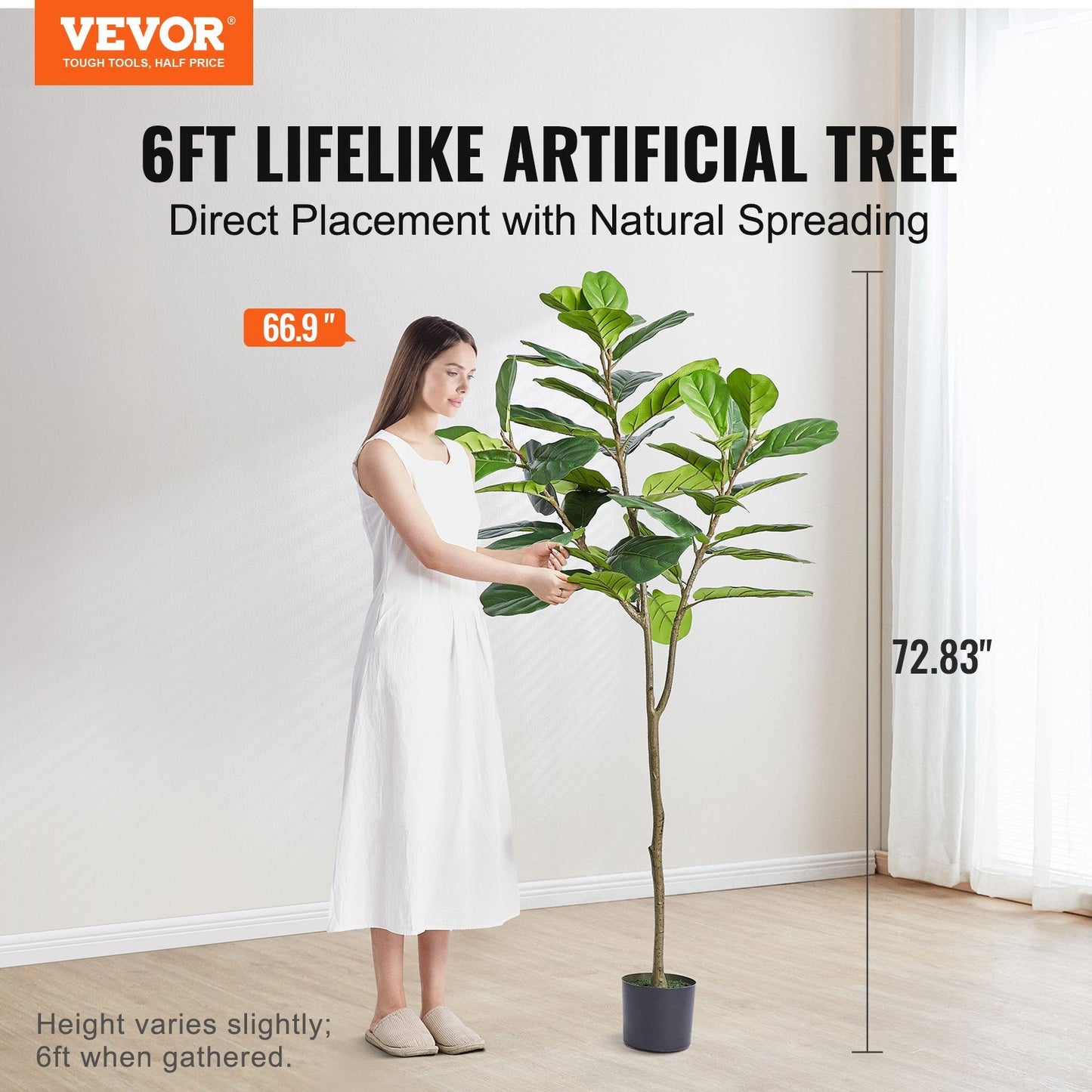 Lifelike 1.52m Fiddle Leaf Fig Tree, Secure PE, Anti-Tip, Easy Assembly
