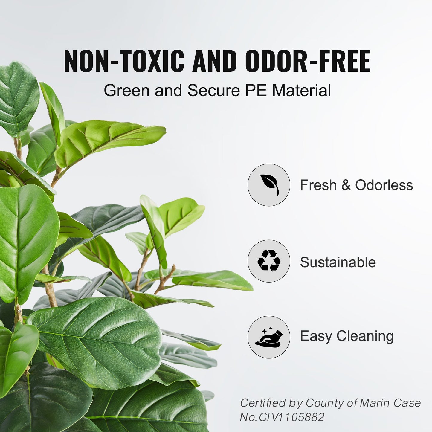 VEVOR Artificial Fiddle Leaf Fig Tree, 15.2cm, Secure PE Material & Anti-Tip Tilt