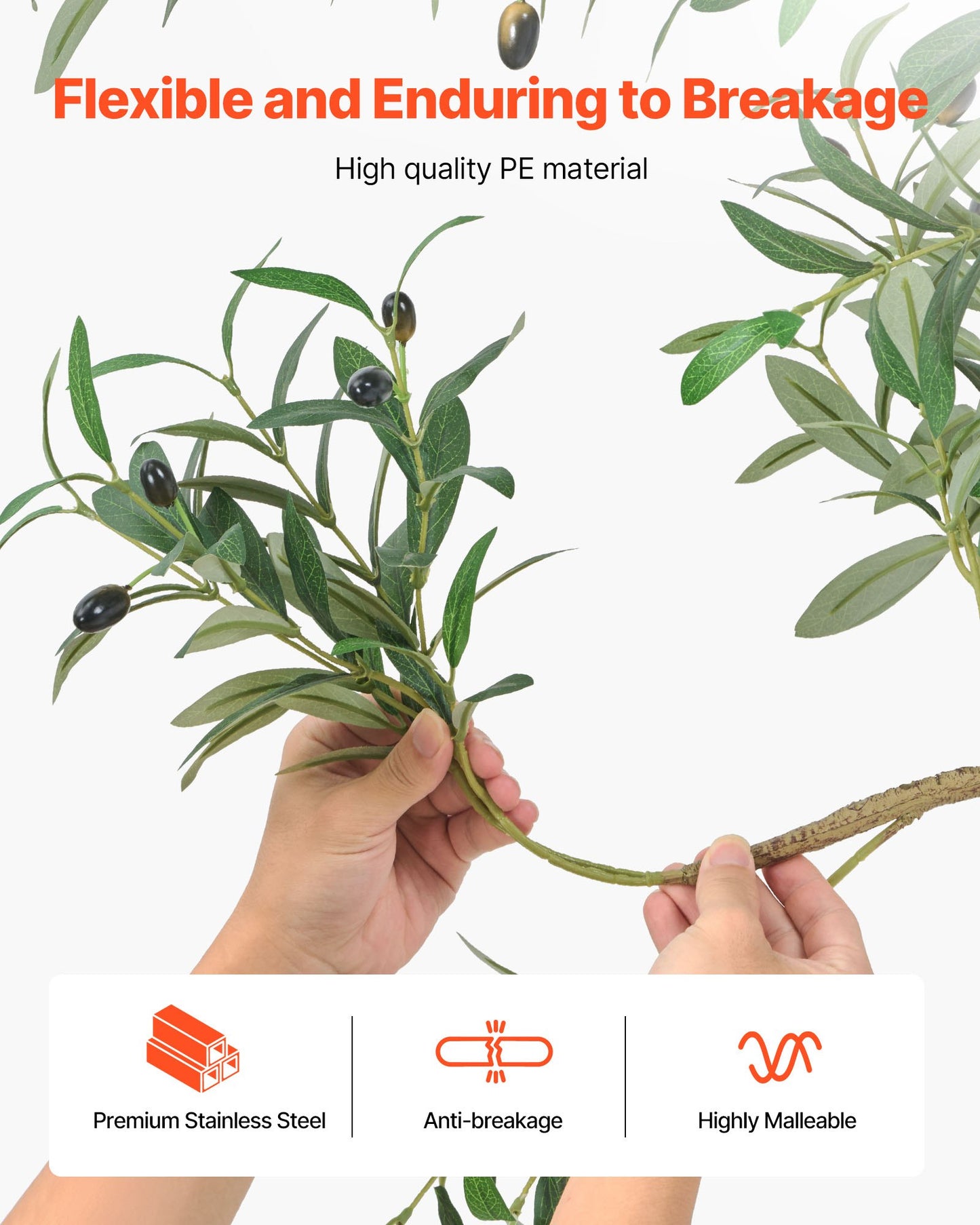 210cm Artificial Olive Tree with Black Pot, Tall Fake Tree with Natural Wood Trunk & Realistic Green Leaves and Fruits, Indoor Faux Plant for Home, Office, Living Room, Corner Decor