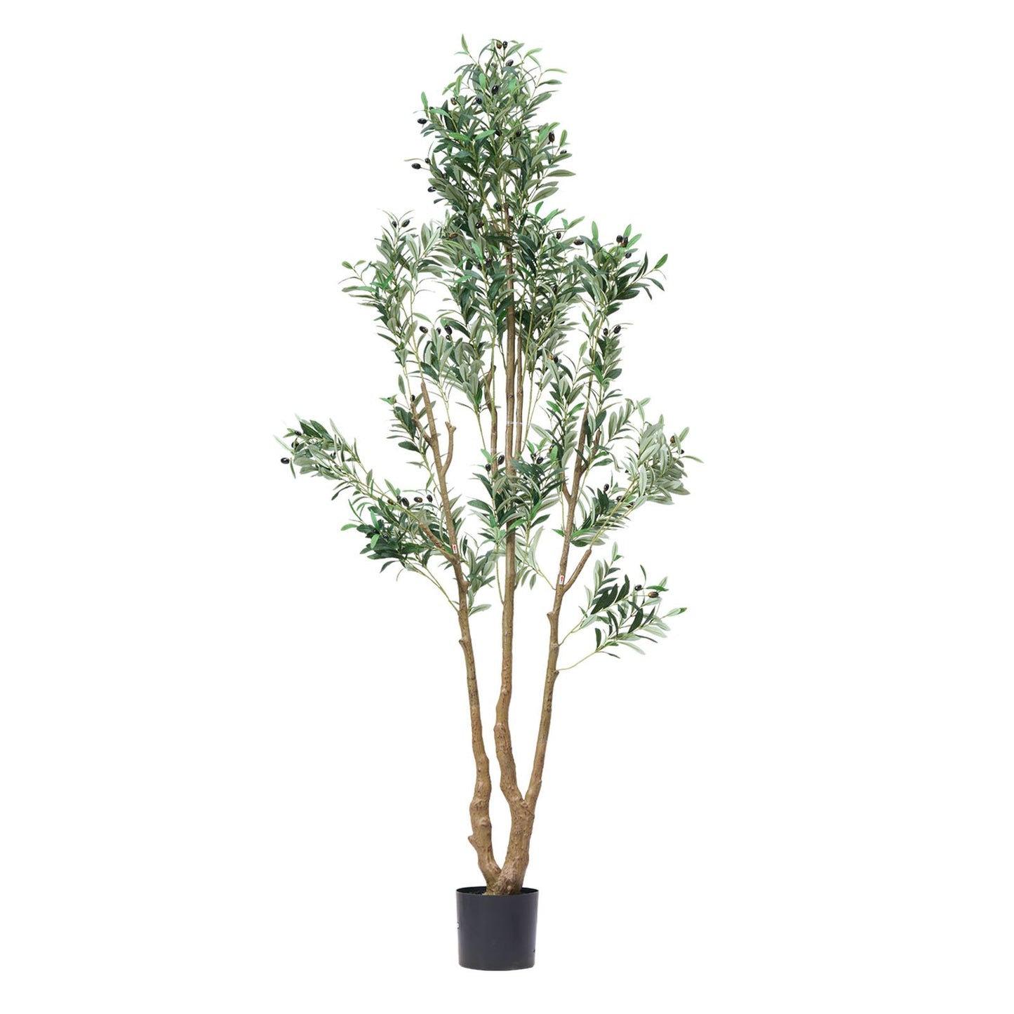 210cm Artificial Olive Tree with Black Pot, Tall Fake Tree with Natural Wood Trunk & Realistic Green Leaves and Fruits, Indoor Faux Plant for Home, Office, Living Room, Corner Decor