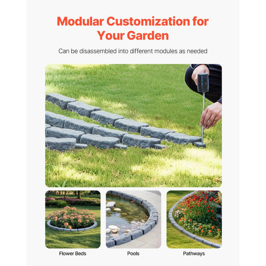 Fake Stone Landscape Edging 1180 x 95 x 57 mm Garden Lawn Edging for Walkway Sandstone Gray
