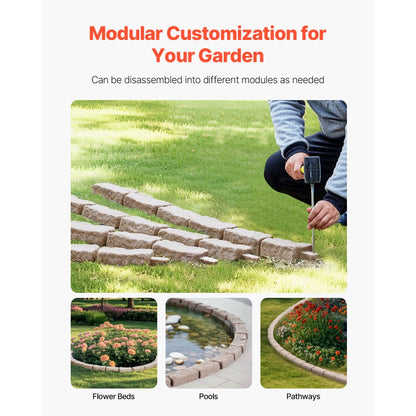 Faux Stone Landscape Edging 1180 x 95 x 57 mm Garden Lawn Edging for Walkway Brown