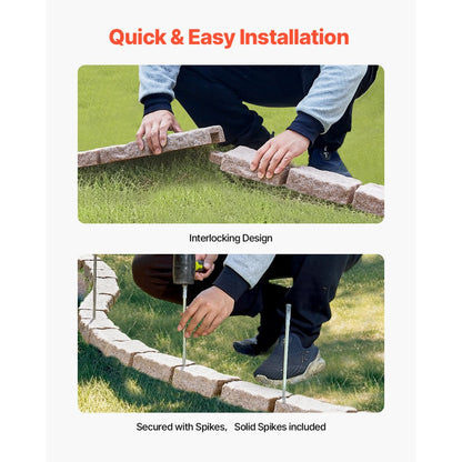 Faux Stone Landscape Edging 1180 x 95 x 57 mm Garden Lawn Edging for Walkway Brown