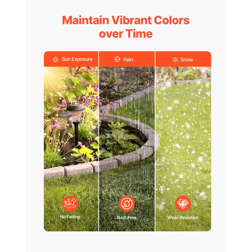 Faux Stone Landscape Edging 1180 x 95 x 57 mm Garden Lawn Edging for Walkway Brown