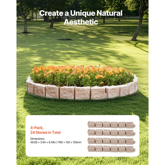 VEVOR Faux Stone Landscape Edging 46.8x3.9 in Lawn Edging Fade-Resistant