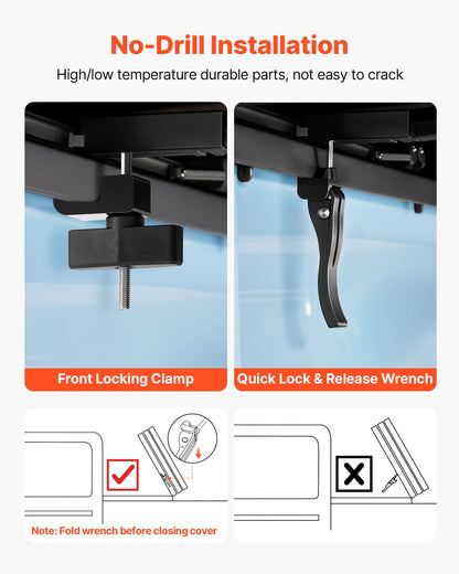 Soft Tri-Fold Truck Bed Tonneau Cover, Compatible with 2016-2023 Toyota Tacoma (Excl. Trail Edition) 153.7 cm Bed with Track Rail System, Fleetside, Waterproof Soft Folding Truck Tonneau Cover