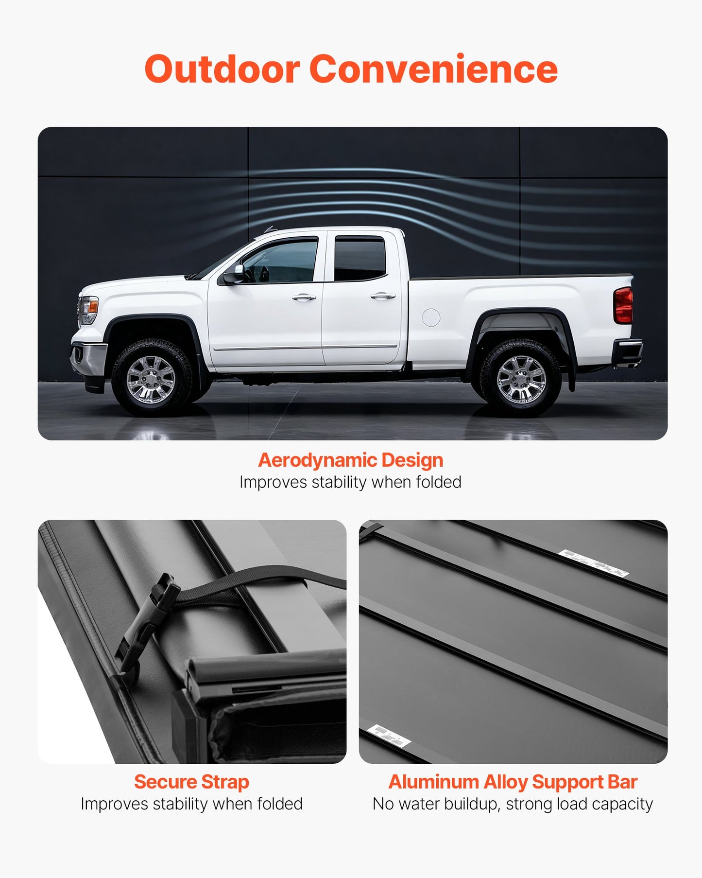 Soft Tri-Fold Truck Bed Tonneau Cover, Compatible with 2015-2025 Ford F-150 170.4 cm Bed, Waterproof Soft Folding Truck Tonneau Cover with Heavy-Duty 3-Layer PVC and Aluminum Alloy Support Bar