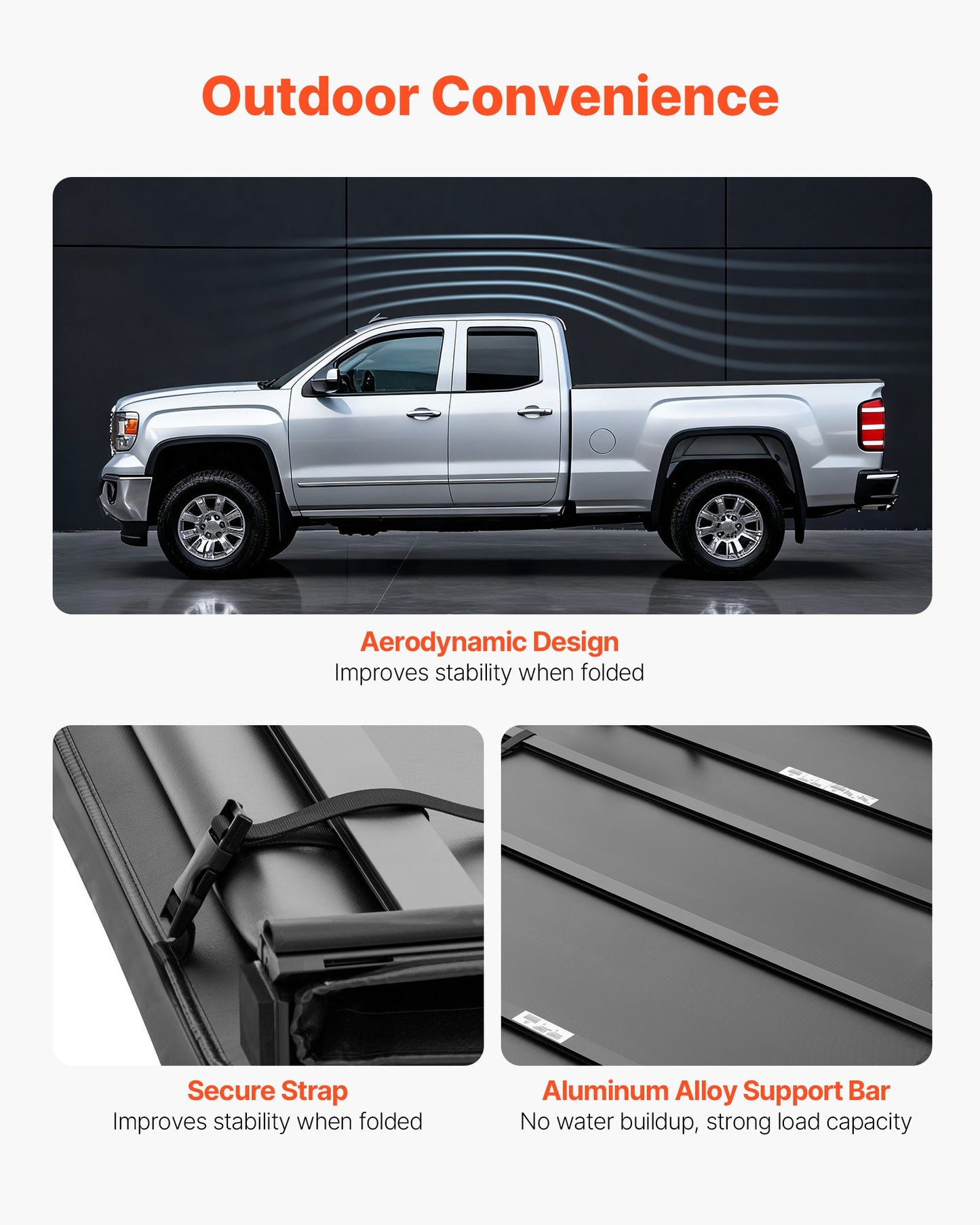Soft Tri-Fold Truck Bed Tonneau Cover, Compatible with 2009-2025 Dodge Ram 1500 (Incl. Classic & New) 171.2 cm Bed, Fleetside Without Rambox, Split Tailgate, and Track System, Waterproof Folding