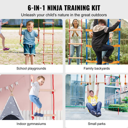 VEVOR Ninja Warrior Obstacle Course for Kids, 15.24 m Weatherproof Slacklines, 500lbs