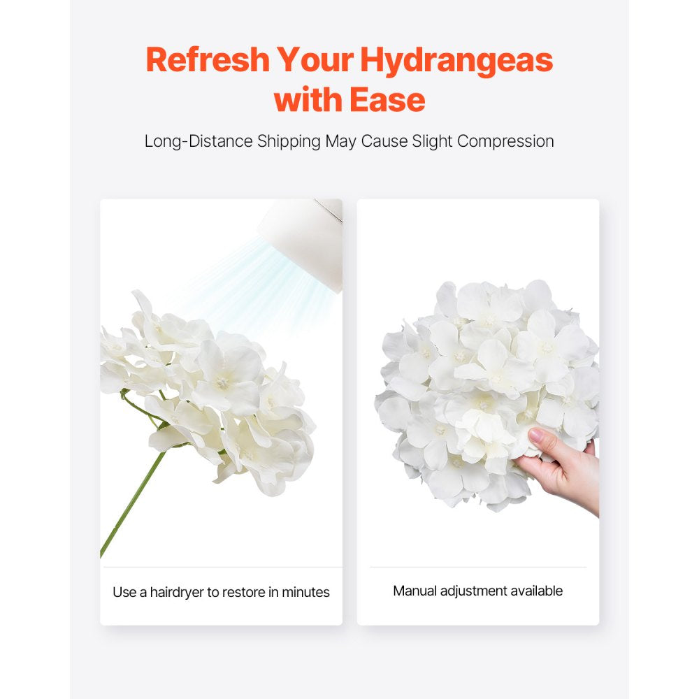 105 Pcs Artificial Silk Hydrangea Flowers 9.8 In Bouquet Arrangement White