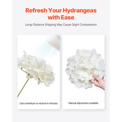 105 Pcs Artificial Silk Hydrangea Flowers 9.8 In Bouquet Arrangement White