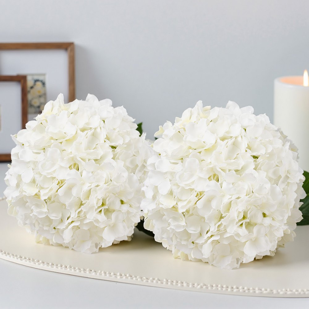 105 Pcs Artificial Silk Hydrangea Flowers 9.8 In Bouquet Arrangement White