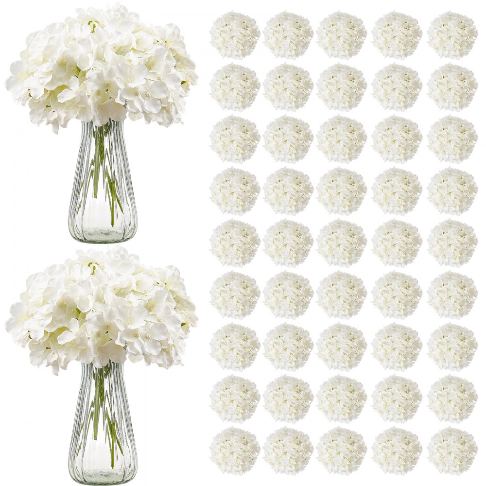 105 Pcs Artificial Silk Hydrangea Flowers 9.8 In Bouquet Arrangement White