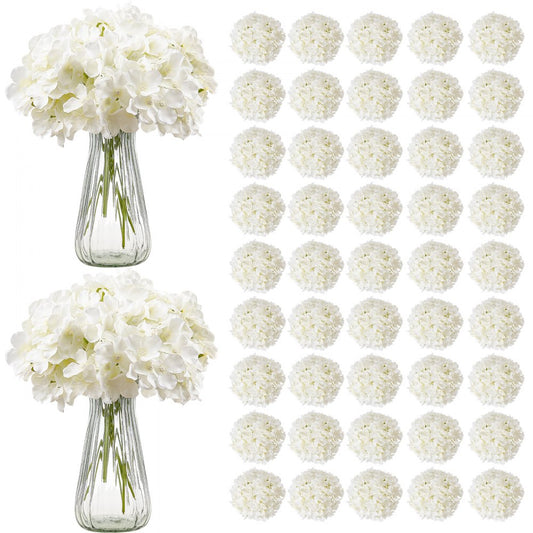 105 Pcs Artificial Silk Hydrangea Flowers 9.8 In Bouquet Arrangement White
