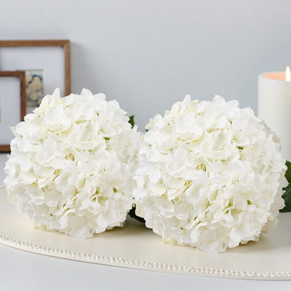 VEVOR 205 Pcs Artificial Silk Hydrangea Flowers 9.8 In Bouquet Arrangement White