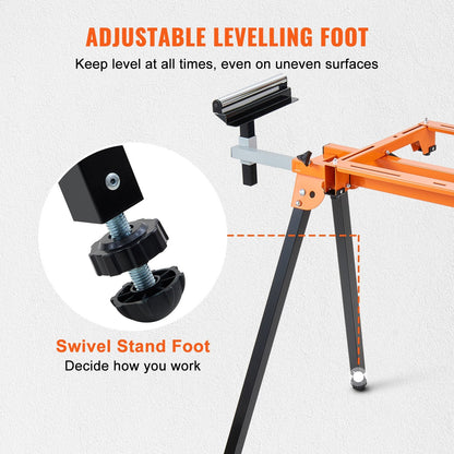 Adjustable Miter Saw Stand with Sliding Rail, Supports up to 150 kg, 2 Meter Length