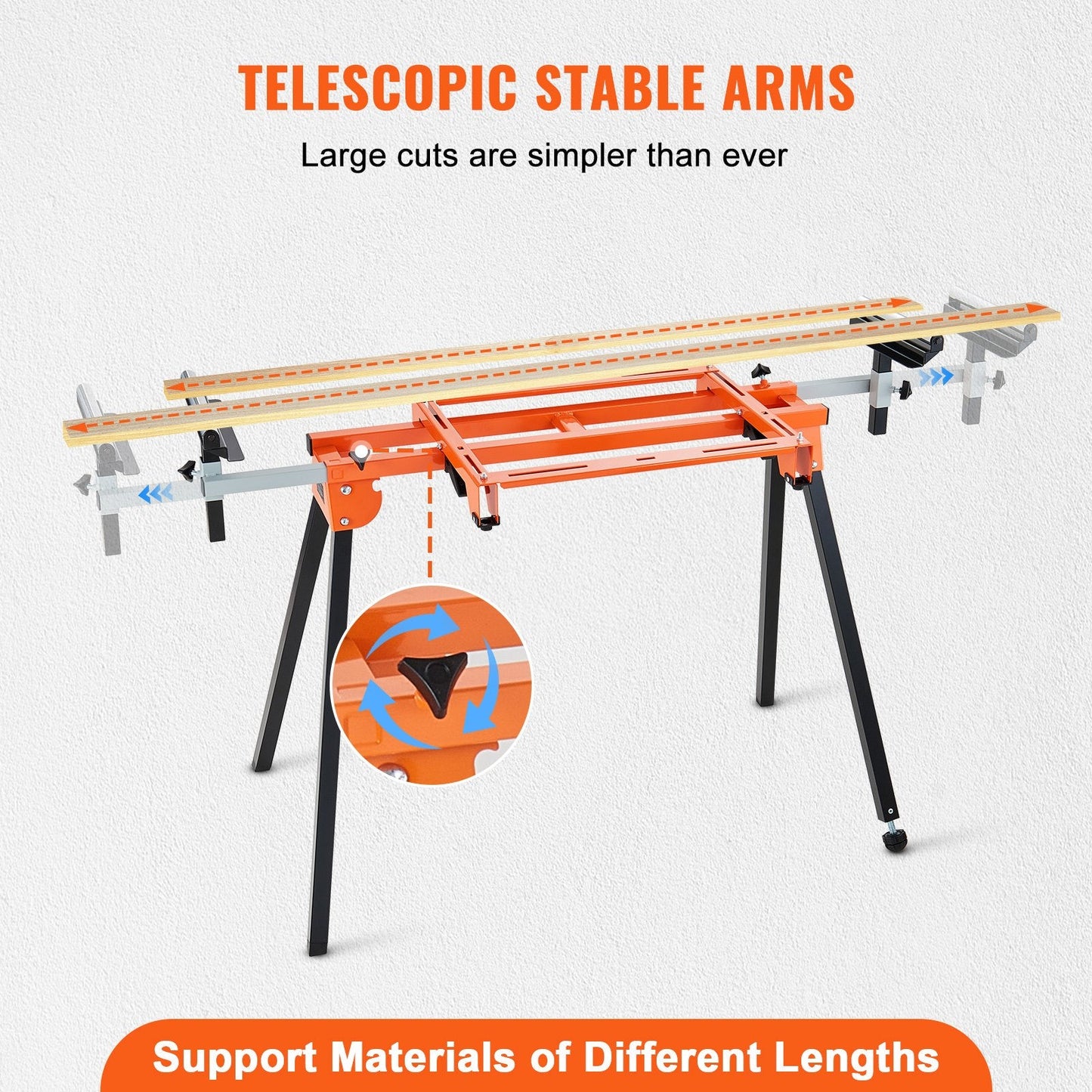 Adjustable Miter Saw Stand with Sliding Rail, Supports up to 150 kg, 2 Meter Length
