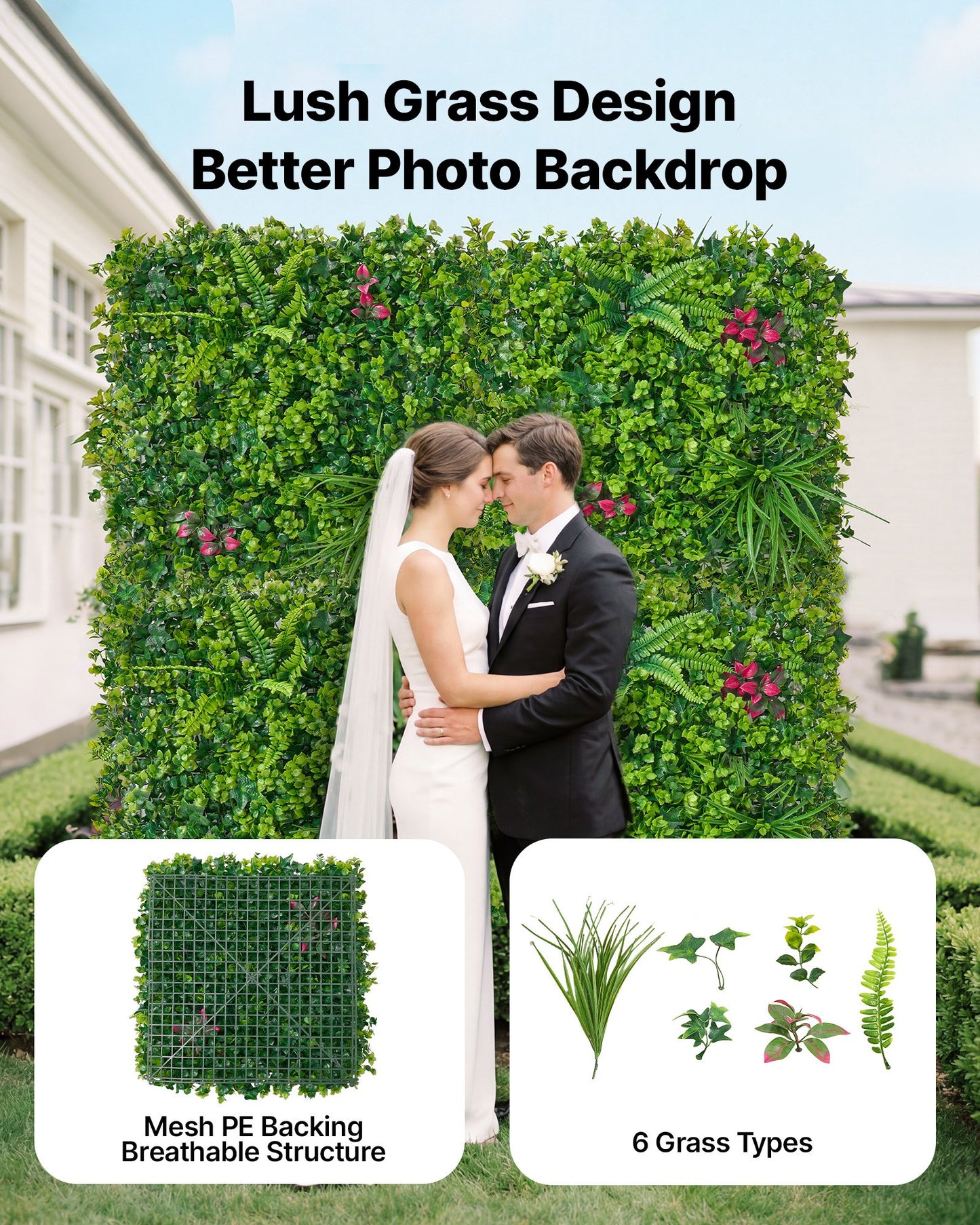 Artificial Plant Wall, 16PCS 50.8 x 50.8 cm Artificial Boxwood Panels, Sun Protection Greenery Backdrop Privacy Hedge Fence, Fake Grass Wall Screen for Wedding, Indoor, Outdoor Garden, Backyard