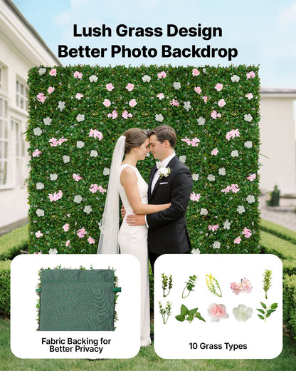 Artificial Luxury‌ Flower Wall Backdrop, 2 PCS, Each Panel 61 x 243.8 cm, Gorgeous 3D Silk Floral Backdrop Pet Friendly, Easy Installation Flower Wall Panel for Wedding, Event, Party, Home Decor
