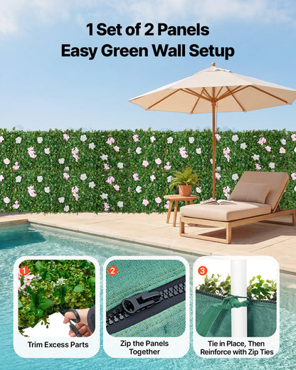 Artificial Luxury‌ Flower Wall Backdrop, 2 PCS, Each Panel 61 x 243.8 cm, Gorgeous 3D Silk Floral Backdrop Pet Friendly, Easy Installation Flower Wall Panel for Wedding, Event, Party, Home Decor