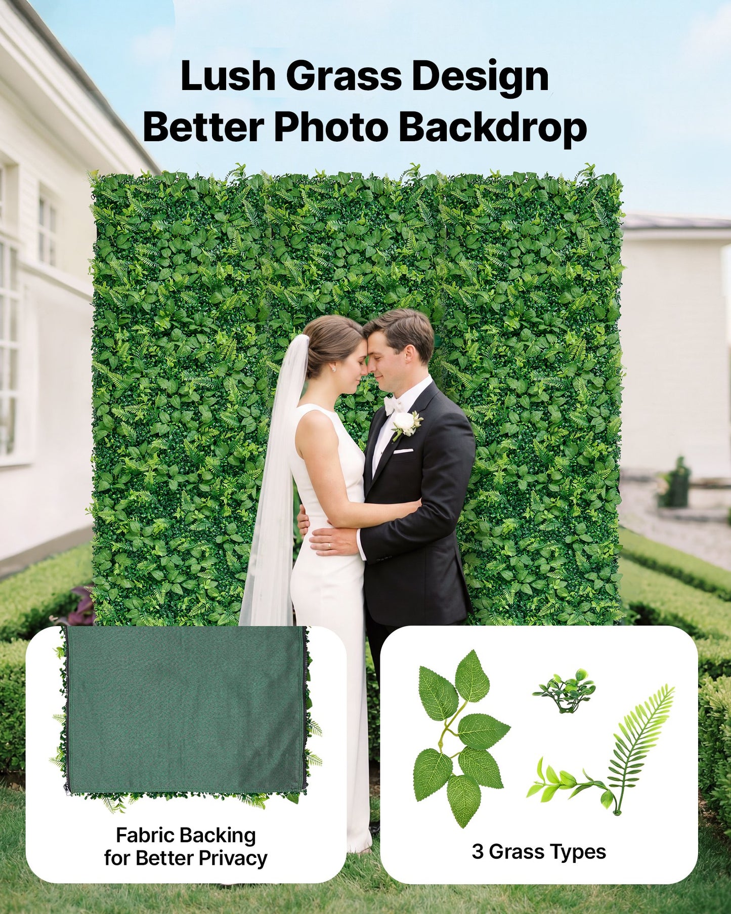 Artificial Plant Wall, 4 PCS 61 x 243.8 cm Artificial Boxwood Panels, Sun Protection Greenery Backdrop Privacy Hedge Fence, Fake Grass Screen for Wedding, Indoor, Outdoor Garden, Backyard