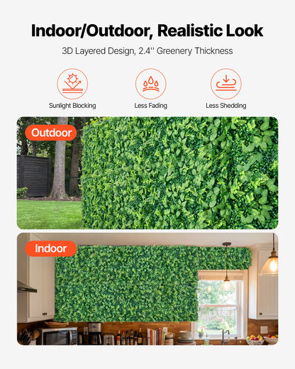 Artificial Plant Wall, 4 PCS 61 x 243.8 cm Artificial Boxwood Panels, Sun Protection Greenery Backdrop Privacy Hedge Fence, Fake Grass Screen for Wedding, Indoor, Outdoor Garden, Backyard