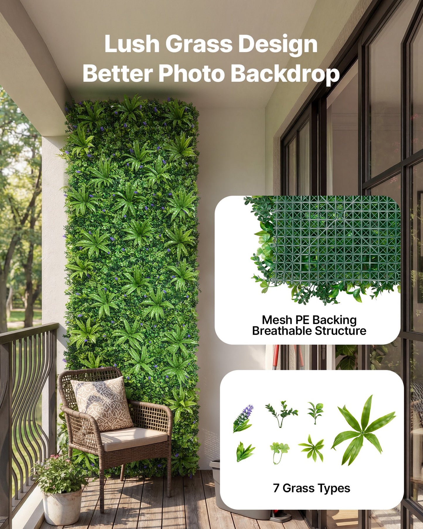 Artificial Plant Wall, 101.6 x 304.8 cm Artificial Boxwood Panels, Sun Protection Greenery Backdrop Privacy Hedge Fence, Fake Grass Screen for Wedding, Indoor, Outdoor Garden, Backyard
