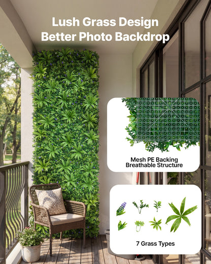 Artificial Plant Wall, 101.6 x 304.8 cm Artificial Boxwood Panels, Sun Protection Greenery Backdrop Privacy Hedge Fence, Fake Grass Screen for Wedding, Indoor, Outdoor Garden, Backyard