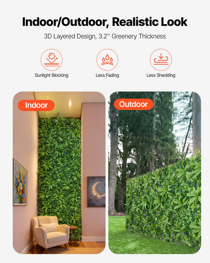 Artificial Plant Wall, 101.6 x 304.8 cm Artificial Boxwood Panels, Sun Protection Greenery Backdrop Privacy Hedge Fence, Fake Grass Screen for Wedding, Indoor, Outdoor Garden, Backyard