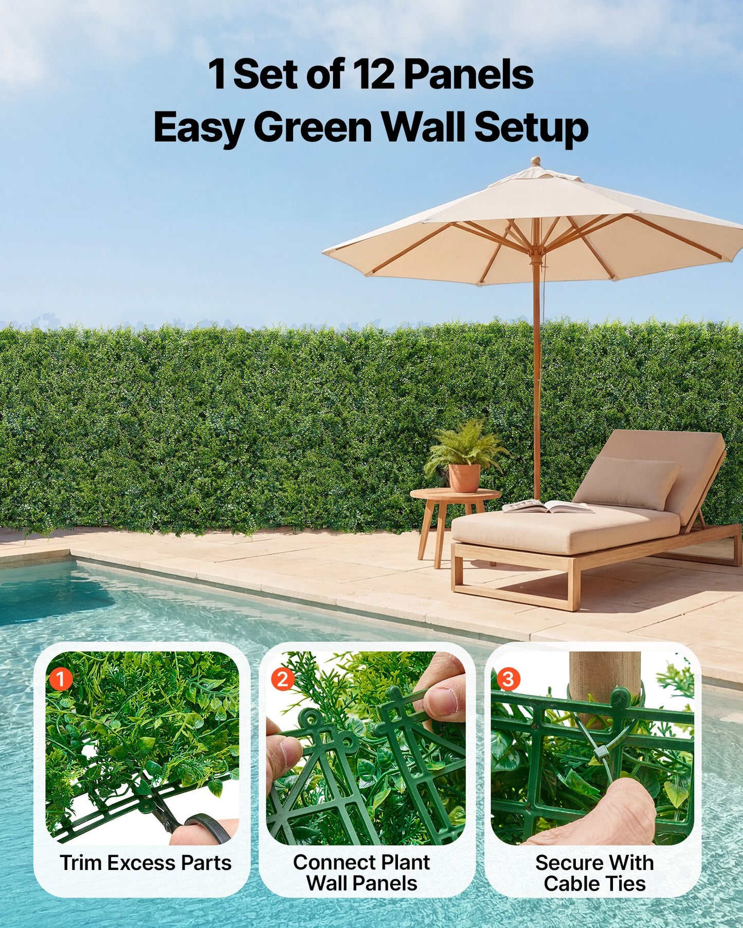 Artificial Plant Wall, 12PCS 50.8 x 50.8 cm Artificial Boxwood Panels, Sun Protection Greenery Backdrop Privacy Hedge Fence, Fake Grass Screen for Wedding, Indoor, Outdoor Garden, Backyard