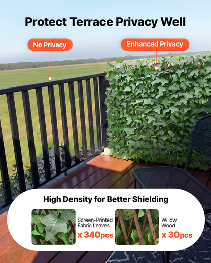 Expandable Fence Privacy Screen, 63.5 x 320 cm Expand Artificial Plant Wall, Realistic Artificial Ivy Panel with 50 Zip Ties, Decorative Faux Greenery Backdrop Hedges for Balcony Patio Outdoor