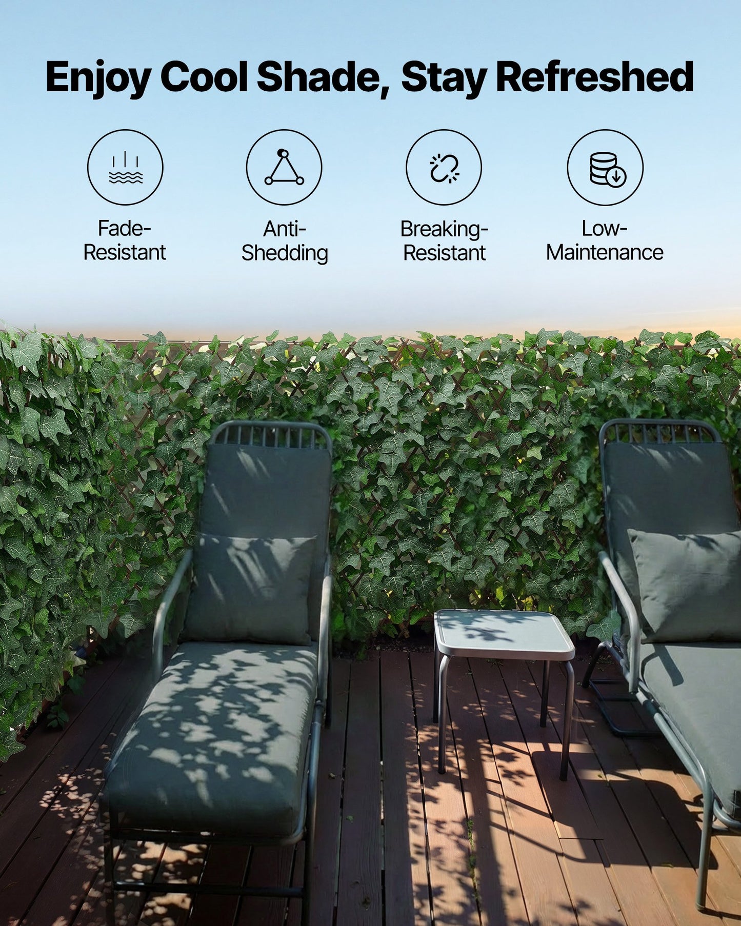 Expandable Fence Privacy Screen, 63.5 x 320 cm Expand Artificial Plant Wall, Realistic Artificial Ivy Panel with 50 Zip Ties, Decorative Faux Greenery Backdrop Hedges for Balcony Patio Outdoor