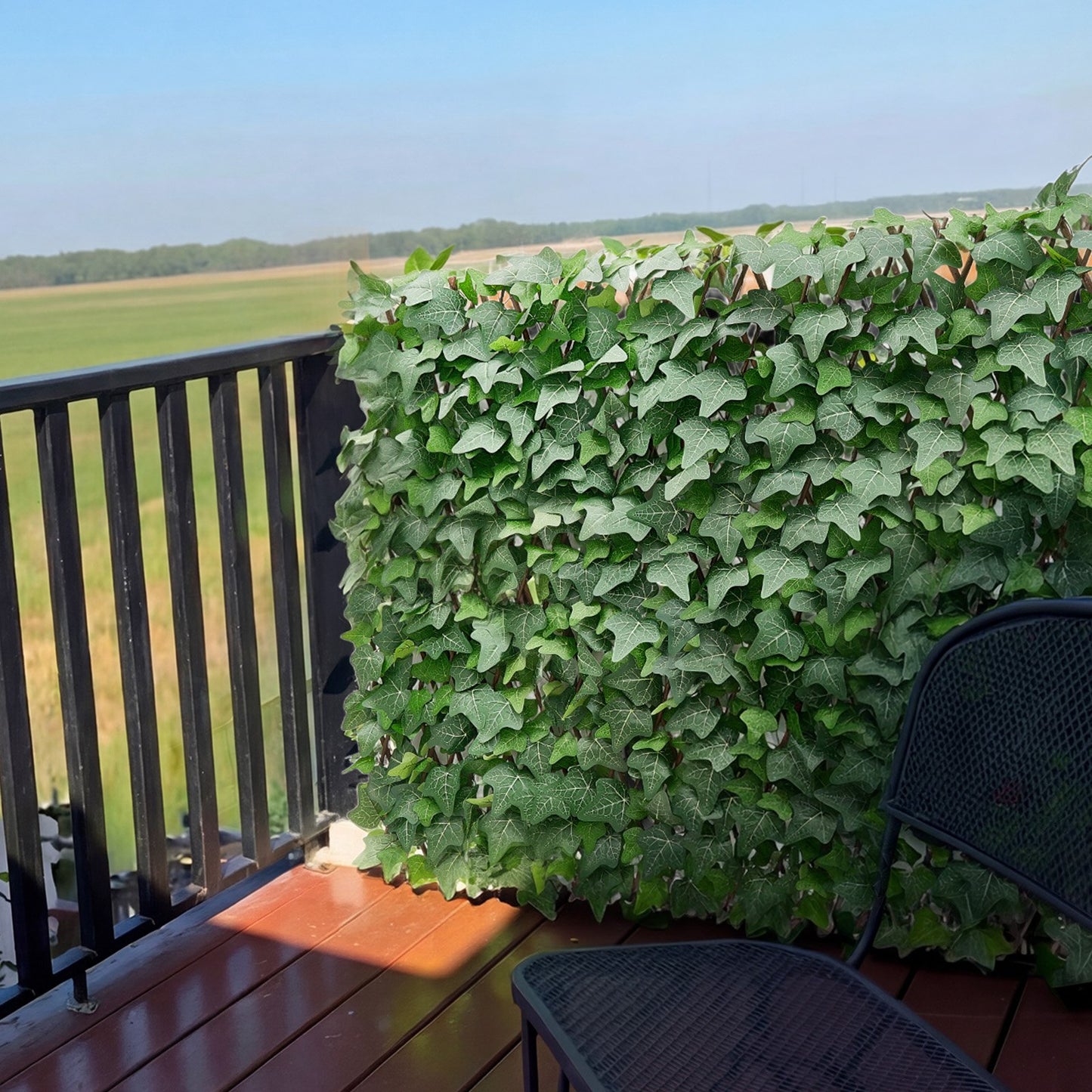 Expandable Fence Privacy Screen, 63.5 x 320 cm Expand Artificial Plant Wall, Realistic Artificial Ivy Panel with 50 Zip Ties, Decorative Faux Greenery Backdrop Hedges for Balcony Patio Outdoor