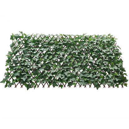 Expandable Fence Privacy Screen, 63.5 x 320 cm Expand Artificial Plant Wall, Realistic Artificial Ivy Panel with 50 Zip Ties, Decorative Faux Greenery Backdrop Hedges for Balcony Patio Outdoor