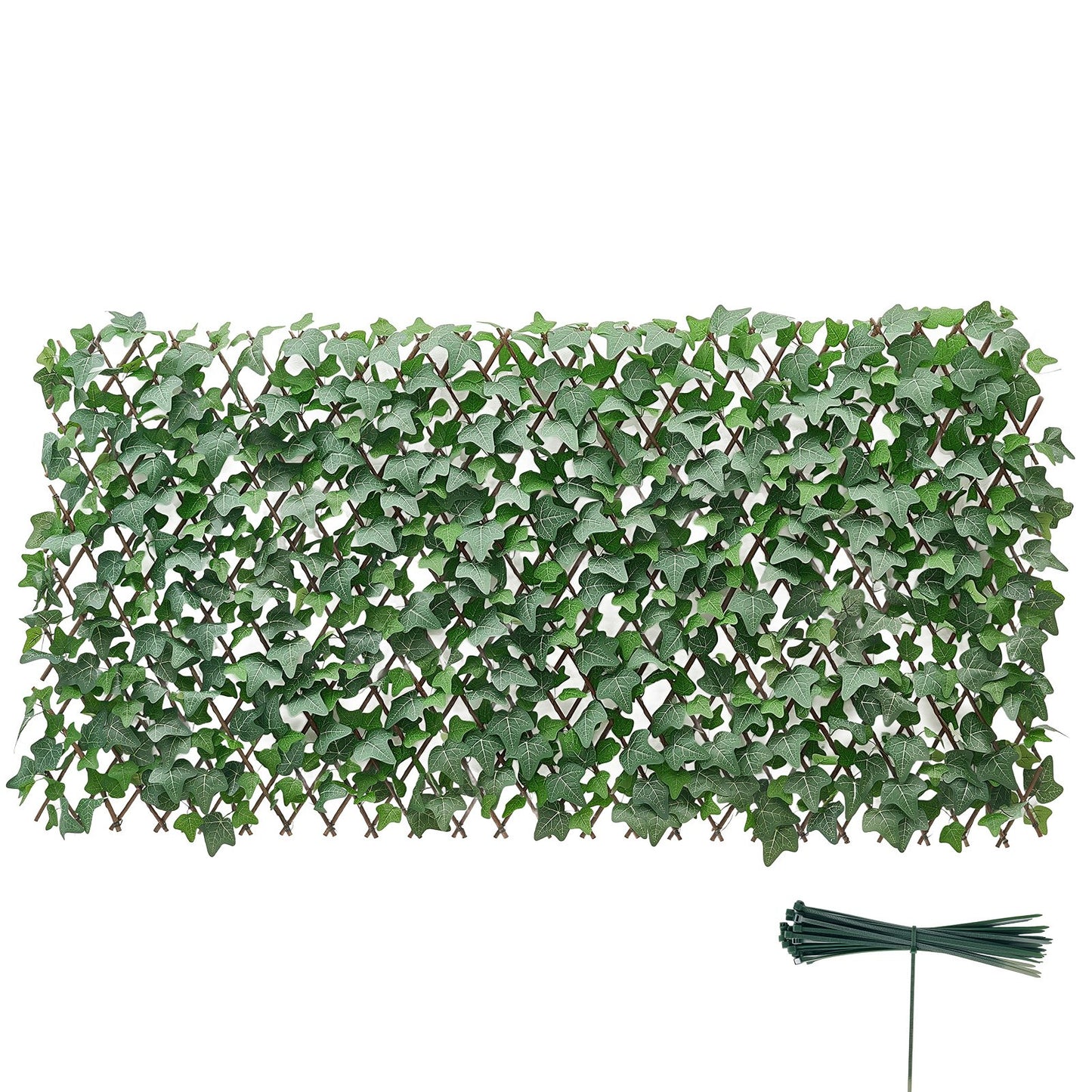 Expandable Fence Privacy Screen, 63.5 x 320 cm Expand Artificial Plant Wall, Realistic Artificial Ivy Panel with 50 Zip Ties, Decorative Faux Greenery Backdrop Hedges for Balcony Patio Outdoor