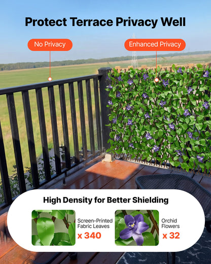 Expandable Fence Privacy Screen, 64.9 x 310 cm Expand Artificial Plant Wall, Realistic Artificial Ivy Panel with 50 Zip Ties, Decorative Faux Greenery Backdrop Hedges for Balcony Patio Outdoor