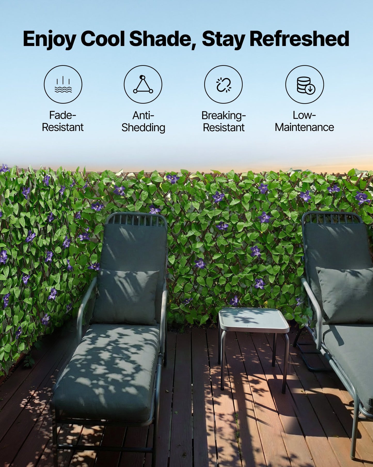 Expandable Fence Privacy Screen, 64.9 x 310 cm Expand Artificial Plant Wall, Realistic Artificial Ivy Panel with 50 Zip Ties, Decorative Faux Greenery Backdrop Hedges for Balcony Patio Outdoor