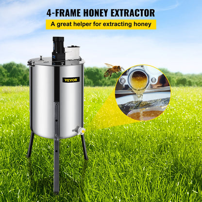 4-Frame Electric Honey Extractor with 120W Motor and Dual Clear Lids