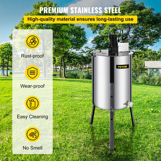 4-Frame Electric Honey Extractor with 120W Motor and Dual Clear Lids