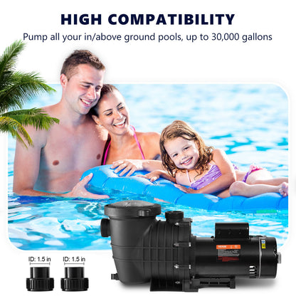 Pool Pump 2.0HP 230V, Variable Dual Speed Pumps 1500W, 5520 GPH Max Flow, Powerful Self-priming Swimming Pool Motor for Above Ground Pool, with Strainer Filter Basket, ETL Certification