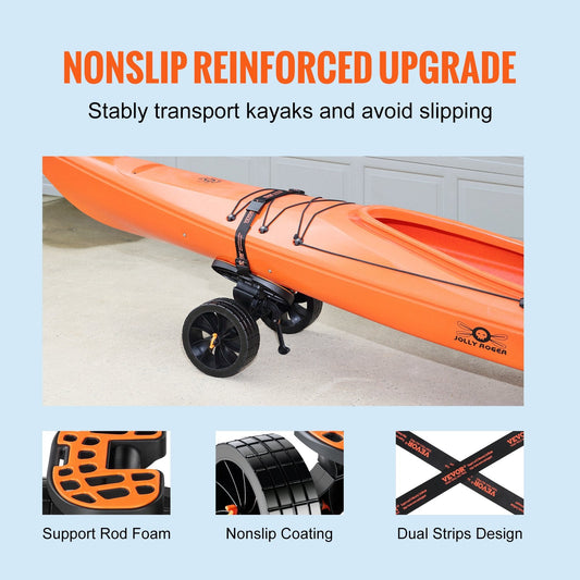 Adjustable Kayak & Canoe Cart with Solid Tires, 145 kg Load Capacity