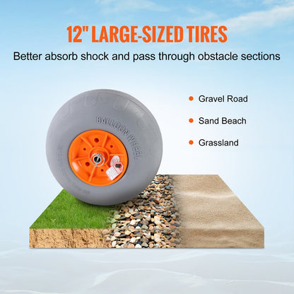 VEVOR Adjustable Kayak Cart Canoe Carrier 350lbs Load with 12'' Tires Foldable