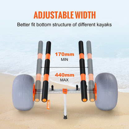 Adjustable Canoe/Kayak Carrier with 12" Wheels, 160kg Capacity, Foldable Design