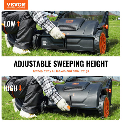 VEVOR Push Lawn Sweeper, 53.3 cm Leaf & Grass Collector, Strong Rubber Wheels &