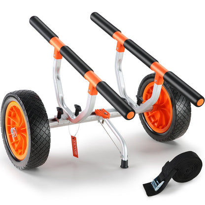 Adjustable Aluminum Kayak Canoe Cart with 200kg Load & 0.3m Solid Tires