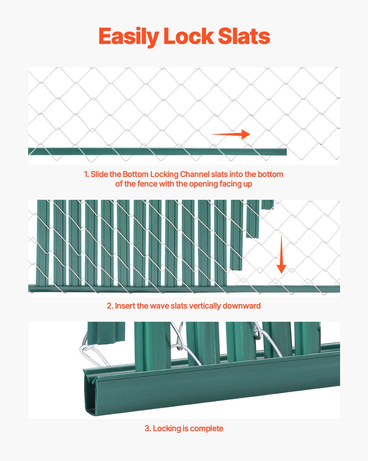 Bottom Locking Privacy Slats, Double-Wall Vertical Bottom-Locking Slats with Wings for Chain-Link Fence, High-Density HDPE Chain Link Slats Ideally Fit 1.2 m High Fence for Garden Farm(Green)